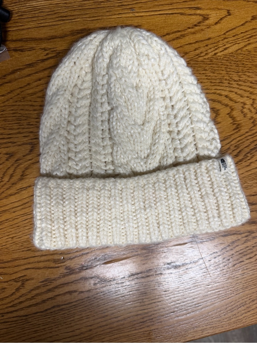 The North Face Cream Cable Knit Beanie